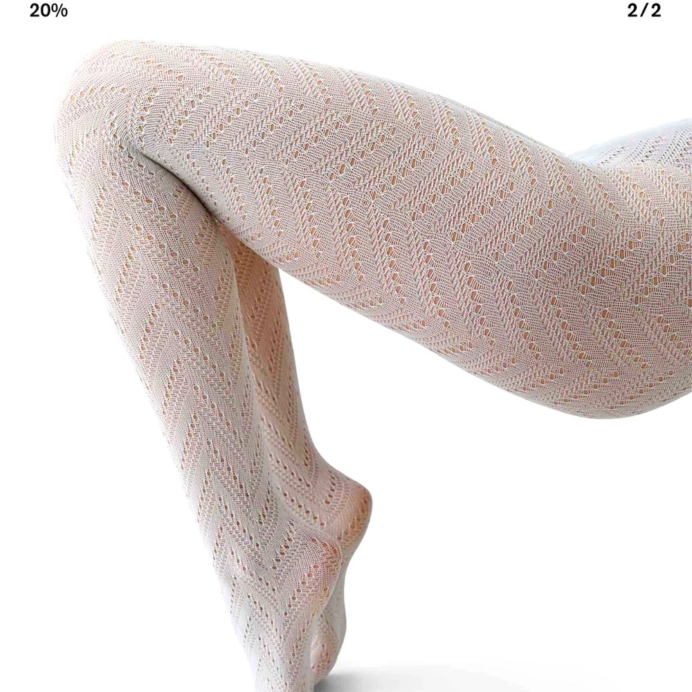 NEW NEVER OPENED - Swedish Stockings IVORY - INA POINTELLE TIGHTS size large